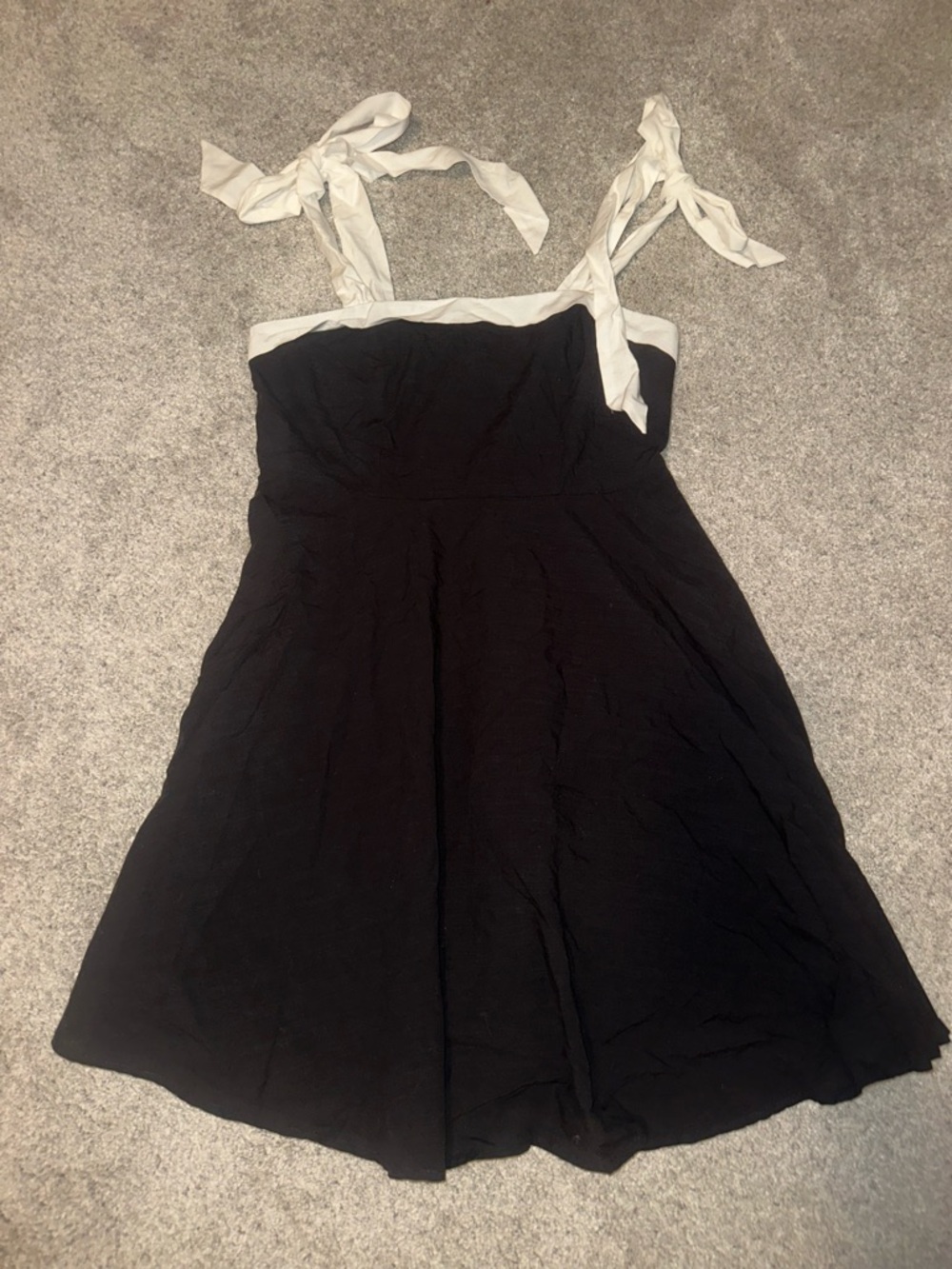 Black A-Line Sundress with White Tie Straps size small - NWT